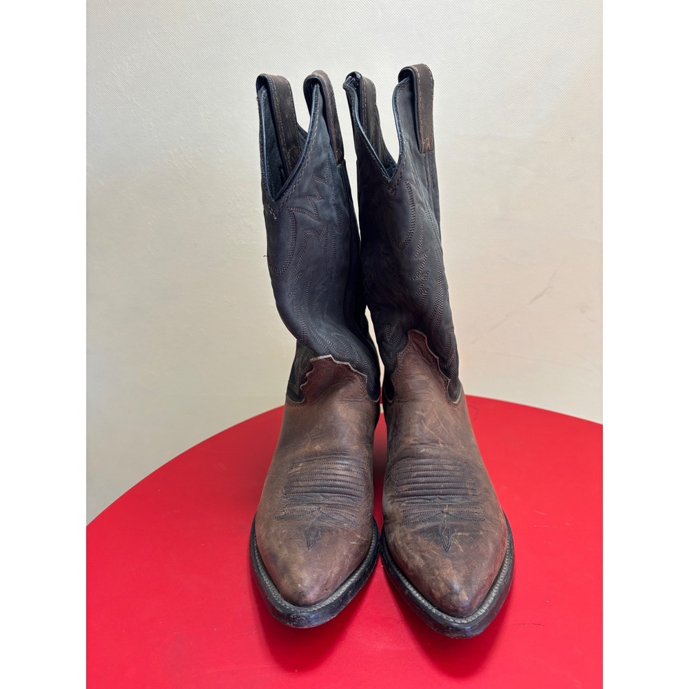 Justin Womens Brown Black Leather Western Cowboy Boots L4961 Size 7 B Made USA